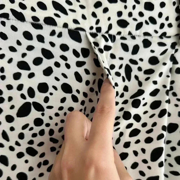 Zara Dalmatian Print Pleated Wide Leg Cropped Trouser Culottes in White, Med - Picture 8 of 16